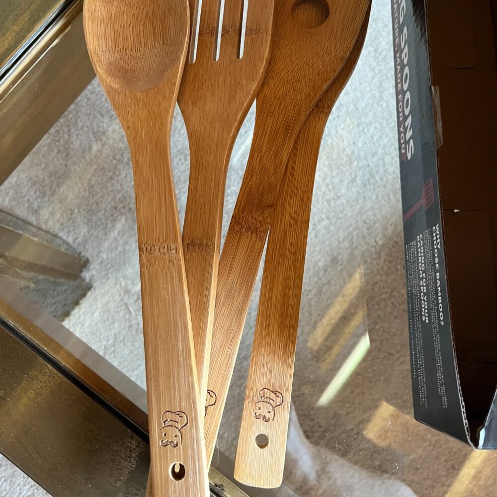 Bamboo Cooking Spoons Eco Friendly Kitchen Utensils (Set of 4/ new)